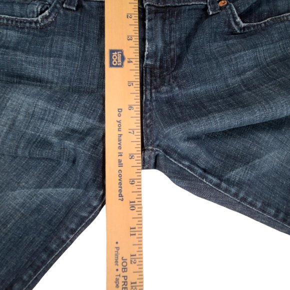 7 For All Mankind Dojo Flare Womens Jeans 29 34x20 Blue Stitch Y2K Rodeo - Picture 13 of 13